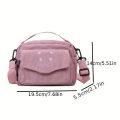 Cute Embroidered Bear Crossbody Bag Square Shoulder Bag Coin Purse For Girls Corduroy Crossbody Bag Student Shoulder Bag. 