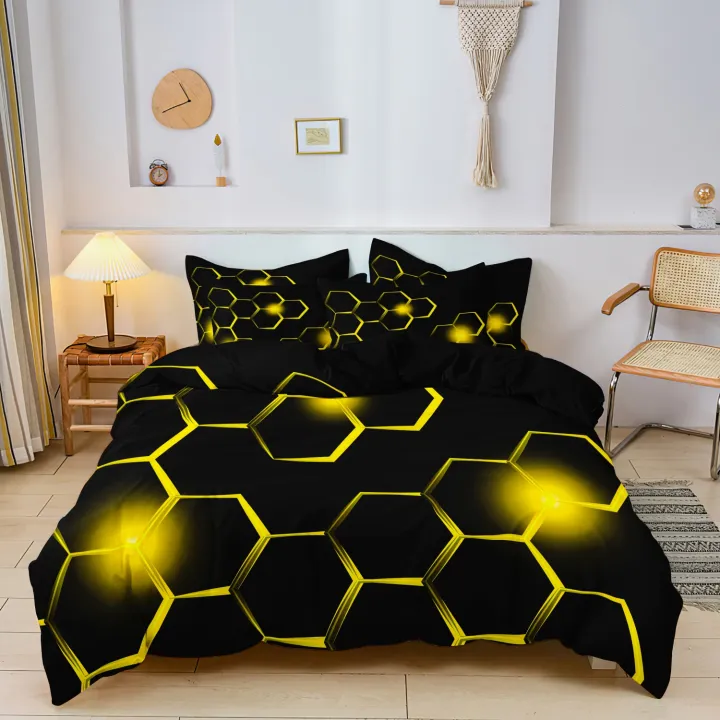 3pcs%20Geometric%203D%20Hexagonal%20Honeycomb%20Pattern%20Duvet%20Cover%20Set,%20Digital%20Print%20Colorful%20Polyester%20Bedding%20with%20Zipper%20Closure%20-%20Image%207