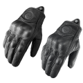 Retro Motorcycle Gloves Perforated Glove Breathable Genuine Leather Black All Seasons Moto Racing Cycling Motocross Bike Knight.