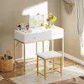 Jaree Vanity Dressing Drawers Home Office Desk Table With Stool customized. 