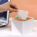 Square Shape Wooden Cover Plastic Tissue Box Holder | Paper Napkin Dispenser Case. 