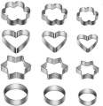 12 Piece Set Stainless Steel Pastry Cookie Biscuit Cutter Cake Muffin Decor Mold Multi functional Tool.