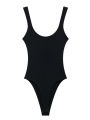 Women's Skinny Ribbed Bodysuits O Neck Straps Snap-Button  Fashion Female Playsuits Comfortable Stretchy Clothing. 