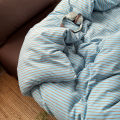 Soft Washed Cotton Bedding Set Blue Brown Stripe Duvet Cover Set With 2 Pillowcases For Daily Bedroom Decor Twin Queen No Sheet. 