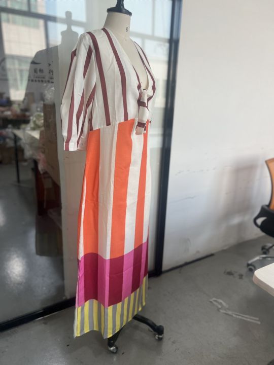 VEITCHE%20Summer%20Women%20Linen%20Material%20Long%20Dresses%20Fashion%20Chic%20Print%20%20V-neck%20Hollow%20Out%20High%20Waist%20Party%20Dress%20Lady%20Robes%20-%20Image%206