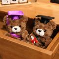 18CM Dr. Bear Cute Plush Toy Small Light Brown Teddy Wear Doctor Hat Doll Graduation . 