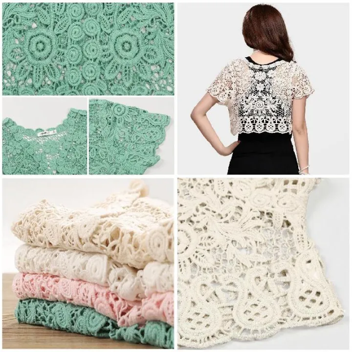 Women%20Short%20Sleeve%20Crochet%20Shrugs%20Hollow%20Out%20Flower%20Lace%20Open%20Front%20Cropped%20Cardigan%20Sunscreen%20Jacket%20Sport%20Running%20Vest%20-%20Image%207