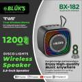 BLUK'S BX-182 Mini Bluetooth Wireless Portable Rechargeable Speaker - Disco Light Long Battery Life Ultra Bass Rich Sound - 1 Year Warranty. 