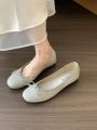 Women's fashion bow flat shoes spring and autumn new style French retro shallow opening single shoes for women.. 