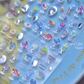 Elegant Oriental Metal Flower Frame Nail Stickers Crystal Rhinestone New Chinese Style 5D Design Self Adhesive Manicure Decal.