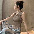 Korean Fashion  Sleeveless Polo Tops for Women Slim Fit Y2K Casual Summer Vest Streetwear T-shirt Women Clothing Aesthetic. 