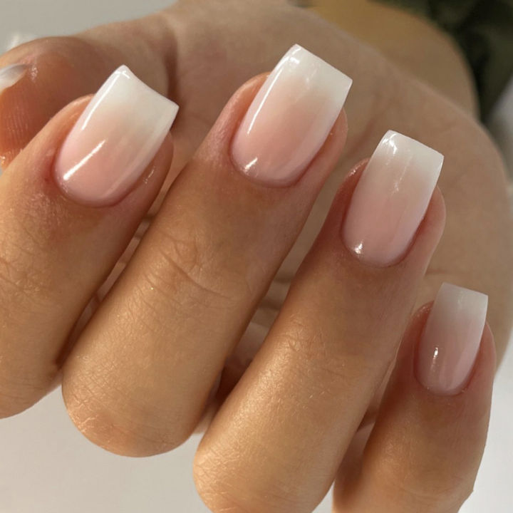 24pcs%20Simple%20Gradient%20White%20False%20Nails%20Wearable%20Short%20Square%20Fake%20Nail%20Sets%20with%20Jelly%20Glue%20Ballet%20Press%20on%20Nails%20Tips%20Finished%20-%20Image%202