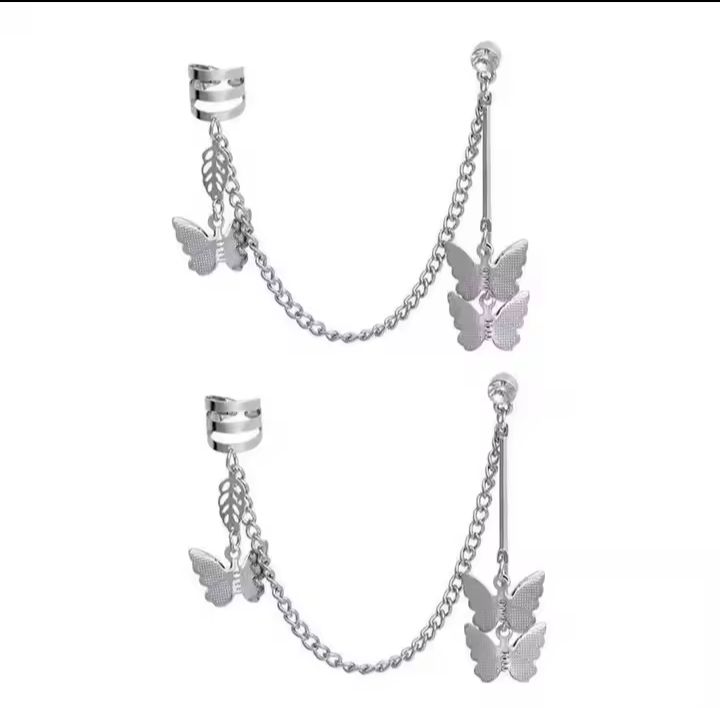 Pair%20of%20(2%20Pcs)%20Silver%20plated%20Long%20Chain%20Butterfly%20Design%20Ear%20Cuffs%20Earrings%20for%20Women%20and%20Girls%20-%20Image%205