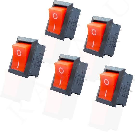 [5PC] Small Mini Boat Rocker On/Off Switch Snap-In 2-Pin Red SPST ...