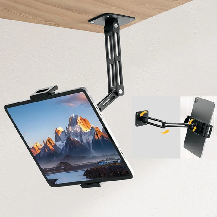 Adjustable Tablet Wall Mount Phone Stand Long Arm 360 Degree Rotatable Cantilever Desk Bed Holder for 4.7-12.9 inch Support iPad