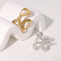 Rust Proof Stainless Steel Big Personal Ring Stylish Creative Minimalist Metal Statement Waterproof Jewelry for Women.