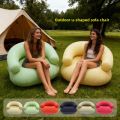 Inflatable Lazy Sofa U-shaped Flocking with Armrests, Backrest Seat Outdoor Pvc Indoor Portable Single Inflatable Sofa. 