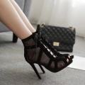 Women's Heels Sandals Summer Trend High Top Dance Shoes Black Ballroom Boots Salsa Tango Shoe Girl Fashion Party Mesh 2023.