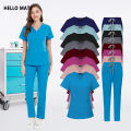 Hospital Work Clothes Medical Scrub Set Breathable High Men Women Workwear Pockets Nursing Uniform Doctor Nurse Dentist Overalls. 