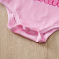 Mother's Day Themed Baby Short-Sleeved 3-Piece Set for Girls (0-18 Months), Pink Hearts and Bow Design. 