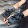 New Hot Sale Fashionable Simple Gothic Fingerless Gloves Unisex Tear Design Stretchy for Party Preparation and Durable. 