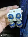 Silver Indian Stone Jhumka Earrings. 