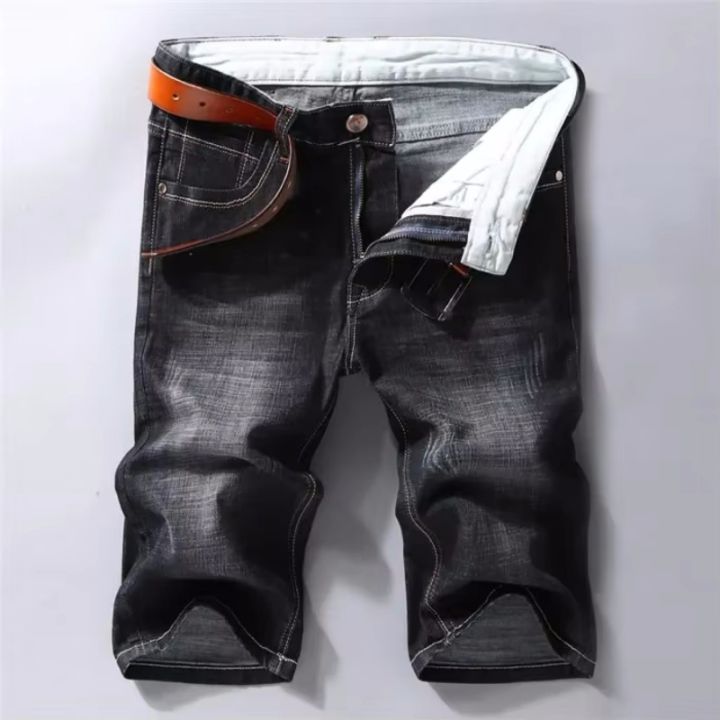 Summer Thin Men's Denim Shorts Elastic Washed Cotton Classic Male Casual Shorts Business Versatile Straight Short Jeans Korean