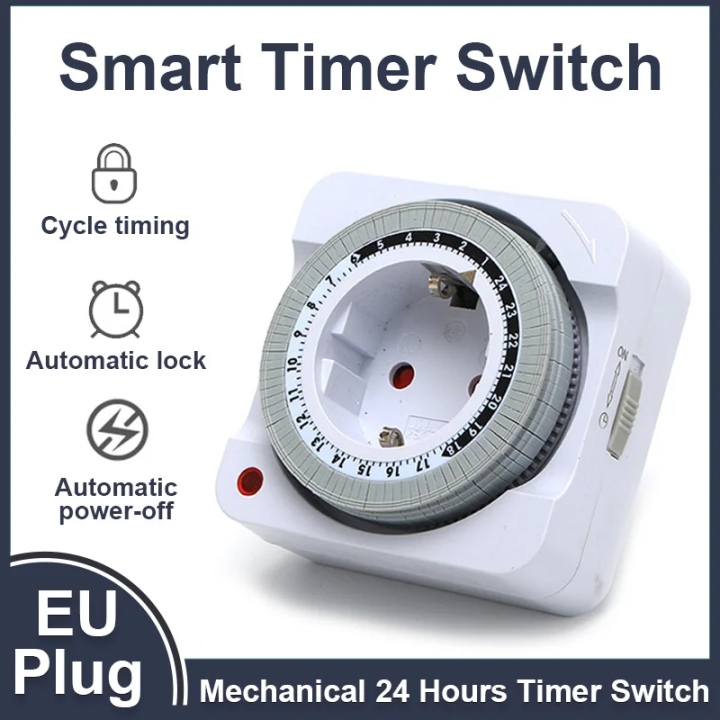 EU Plug 24 Hours Timer Switch Mechanical Smart Countdown Switch Socket ...