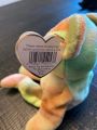 Beanie Baby Peace Bear (First version, uniquely colored, excellent condition with protected tag). 