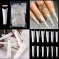 Nail Tips 504pcs Natural Clear French Coffin Fake Nails Half Cover Acrylic Nails Capsule C-Curve False Nails. 