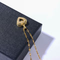 Cute Beating Heart Zircon Crystal Necklace Earrings For Women 18K Gold Plated Stainless Steel Jewelry Set Female Clavicle Chain. 