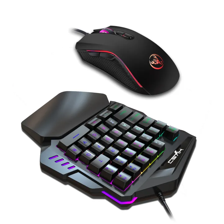 Gaming One-Handed Keyboard And Mouse Set with 35 Keys, Dual-Color ...