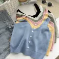 HELIAR Women Button Up Crop Tops Cute Knitted Soft Beach Outwear Tank Tops For Women 2024 Summer Plain Tops. 