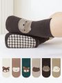 6 Pairs of Floor Socks Newborn Dispensing Non-Slip Indoor Soft Bottom Round Cartoon Mouth Boys and Girls Kidsren's Socks.