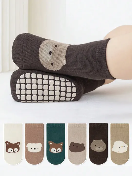 6%20Pairs%20of%20Floor%20Socks%20Newborn%20Dispensing%20Non-Slip%20Indoor%20Soft%20Bottom%20Round%20Cartoon%20Mouth%20Boys%20and%20Girls%20Kidsren's%20Socks%20-%20Image%202