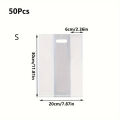 50pcs Transparent Plastic Gift Bags with Handles - Ideal for Salads, Cakes, Pizza, Bread, Desserts, Cookies, and Candy.