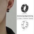 1 pair Minimalistic Black Round Cuff Clip Ear Non-Pierced Hoop Earrings. 