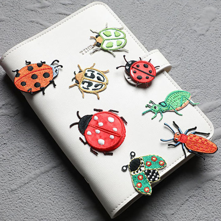 1 Piece Cute Ladybird Beetle Stick on Embroidery Fabric Stickers Cartoon Animal Self-adhesive Clothes DIY Accessories