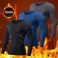 2/3-piece Set Of Autumn/Winter Men's Printed Thermal Underwear Sports And Fitness Round Neck Long Sleeved T-shirt Top Base Shirt. 