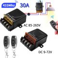 RF433Mhz 30A Wireless Remote Control On OFF Switch AC 75-220V DC 9-72V Transmitter For Water Pump Motor LED Electric Appliance.