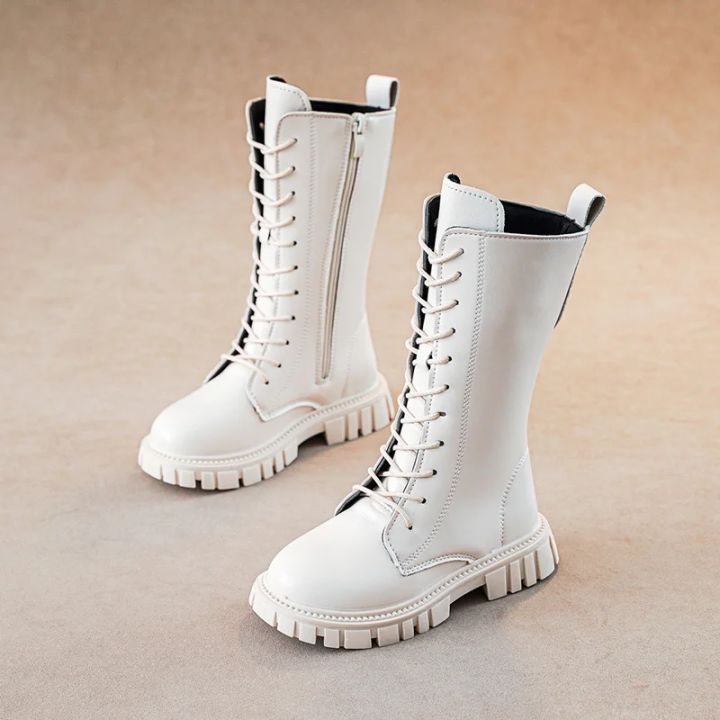 Autumn/Winter%20ZIP%20Fashion%20Cool%20Baby%20Girls%20Warm%20Square%20Heel%20Round%20Toe%20Casual%20Lace-Up%20Comfortable%20Kids%20Black%20Mid%20Boots%20-%20Image%203