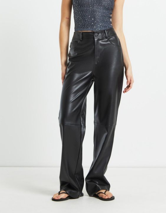 Straight Cut Leather Pant For Ladies By Kabs Kouture