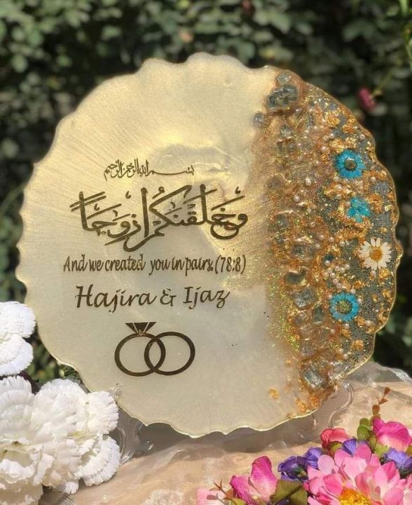 Customized Resin Art 3D Plate, Coaster, Sidetable frame, with Wish and name of your Choice.