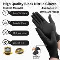 Black Nitrile Gloves Disposable 50 to 100 Pieces - Multi-Purpose Disposable Latex & Powder free Gloves, Durable Waterproof & Thickened for Kitchen, Medical, Photoshoot, Cooking, Cleaning & Mechanical Use, Synthetic Rubber, Tear & Chemical Resistant, Box. 