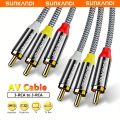 SUNKANDI Audio Video RCA Cable，3RCA Male to 3RCA Male 24K Gold Plated AV audio Cable for Speaker, Amplifier, DVD Player and More. 