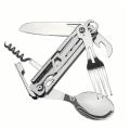 1 pc 6 in 1 Multifunctional Cutlery Set Outdoor Tableware Camping Portable Meal Knife Fork Spoon Bottle Outdoor Camping Cookware. 
