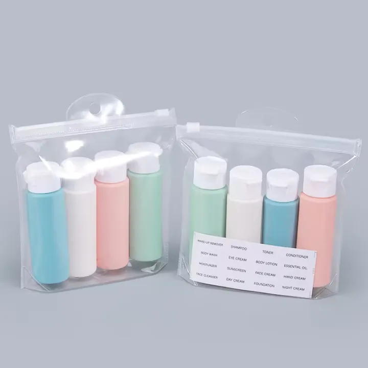 4pcs Travel Refillable Bottle Set Portable Silicone Squeezed Empty Soft ...