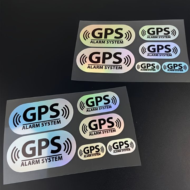 6pcs/set Reflective Laser GPS Alarm System Car Stickers Waterproof DIY ...