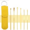 Ear Wax Cleaning Kit, 6 Pcs Ear Pick Tools, Wax Removal Kit, Ear Cleaning Tool Set, Spring Earwax Cleaner Tool Ear Wax Remover, Reusable Ear Cleaner for Children and Adult  Multifunction Portable Personal Beauty Care with Portable Fashion Leather Bag. 