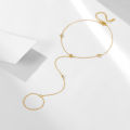 S925 Sterling Silver Simple Gold round Bead Zircon Toe Chain Fashion Individual Beach Ankle Bracelet.